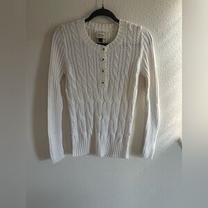 Sonoma 100% Cotton Cable Knit Fitted Henley Sweater Womens Size